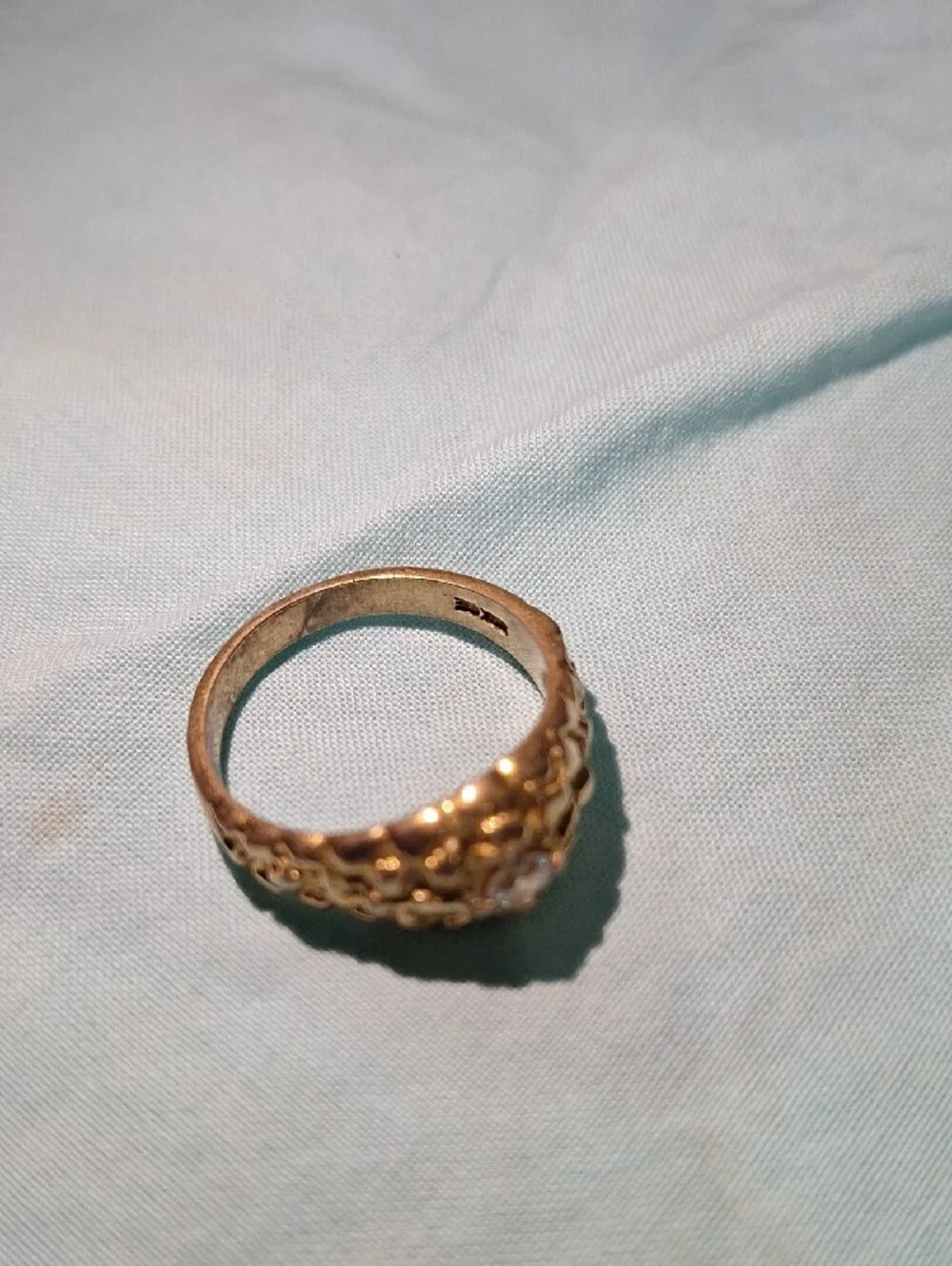 Gold Nugget Diamond Accent Womens Ring